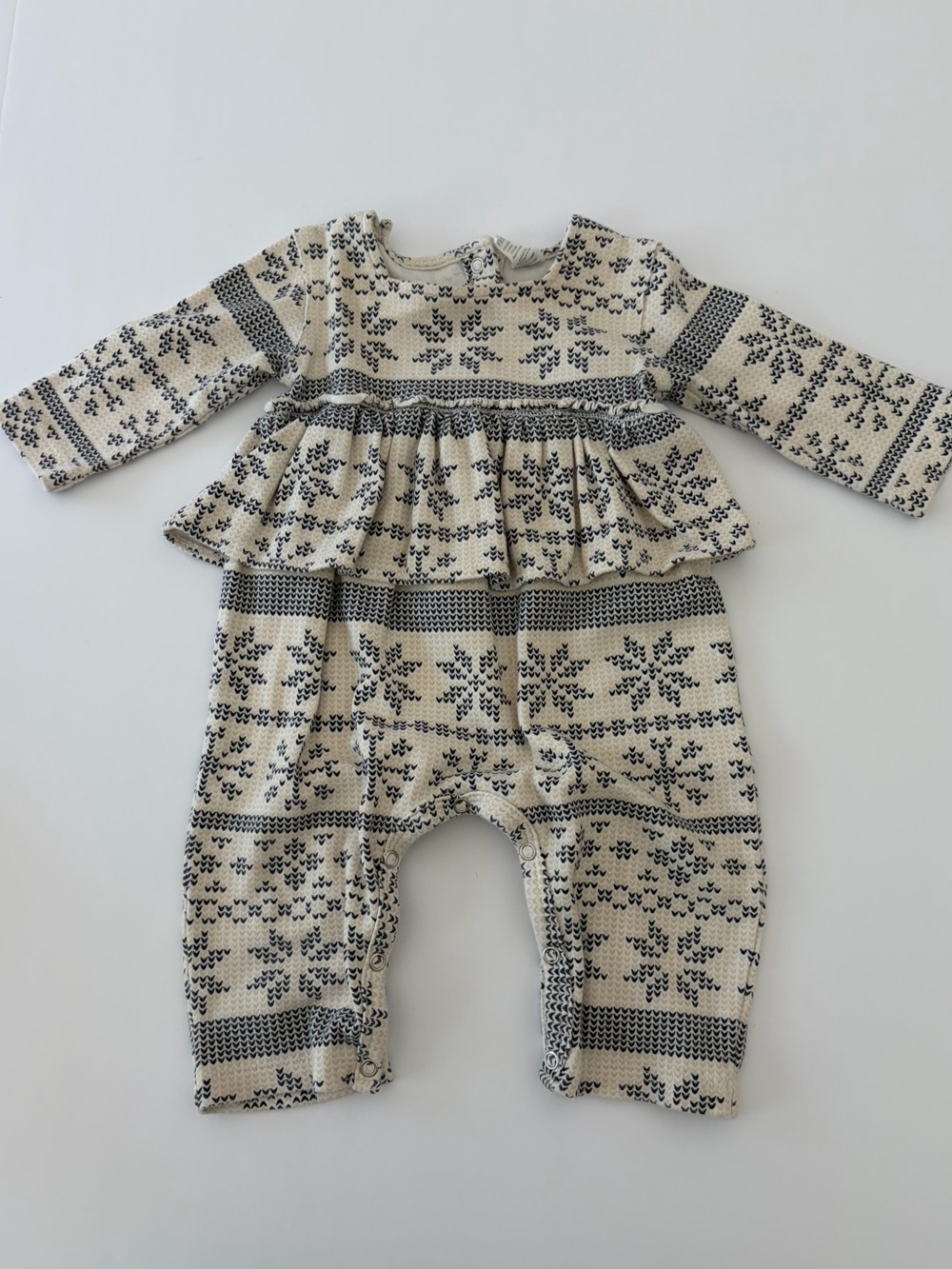 Kate Quinn snowflake Nordic print romper